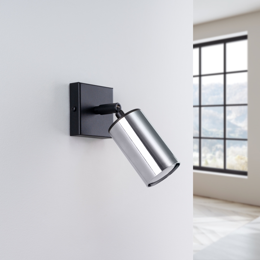 Wall spotlight WINX 1xGU10/10W/230V black/shiny chrome