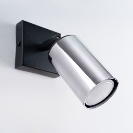 Wall spotlight WINX 1xGU10/10W/230V black/shiny chrome