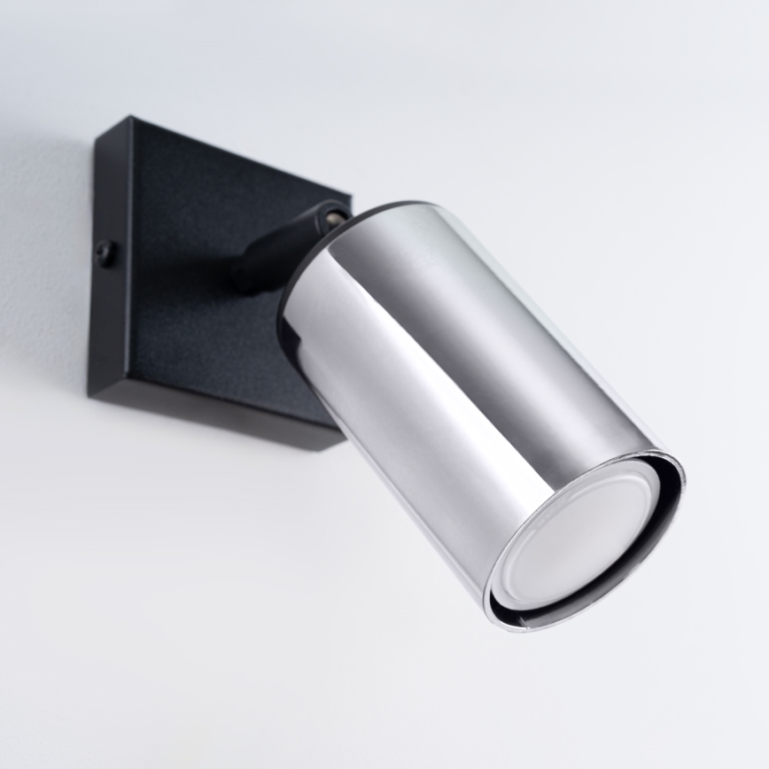 Wall spotlight WINX 1xGU10/10W/230V black/shiny chrome