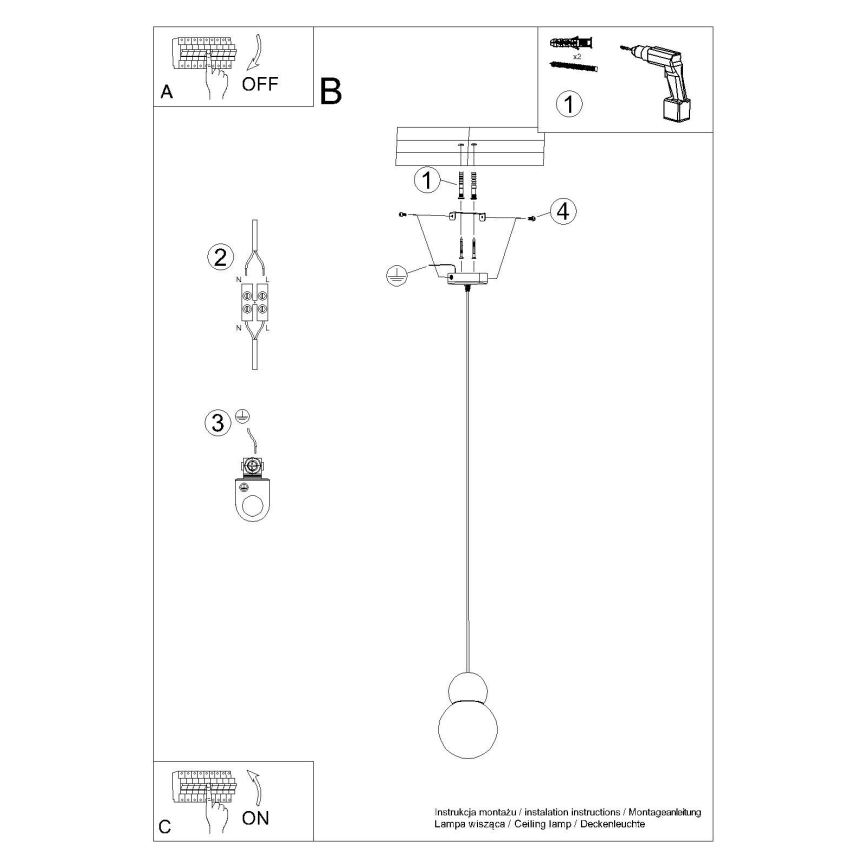 Chandelier on a string PEKKA 1xG9/8W/230V white