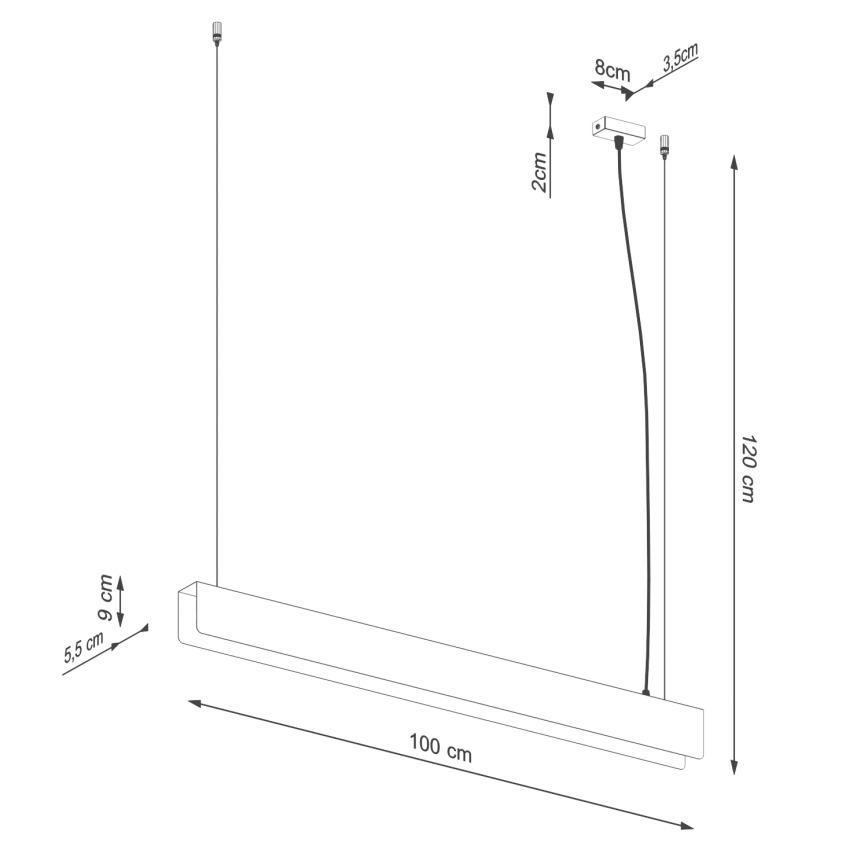 LED Chandelier on a string SPARK 1xG13/8,5W/230V white