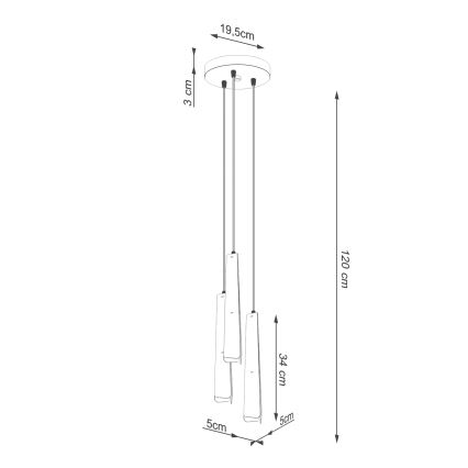 Chandelier on a string PRYSM 3xG9/8W/230V black