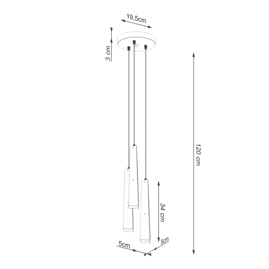 Chandelier on a string PRYSM 3xG9/8W/230V black
