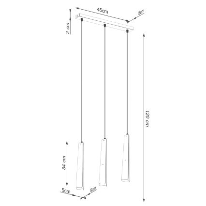 Chandelier on a string PRYSM 3xG9/8W/230V black