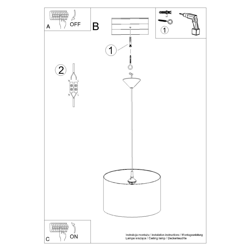 Children's chandelier on a string PRINCESS 1xE27/15W/230V d. 40 cm princess