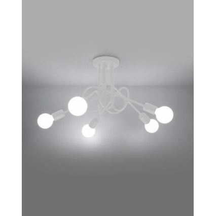 Surface-mounted chandelier LOOP 5xE27/15W/230V white