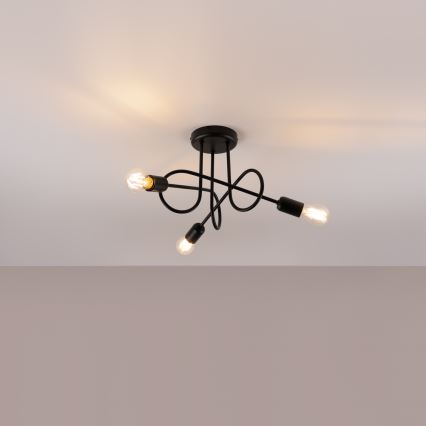 Surface-mounted chandelier LOOP 3xE27/15W/230V black