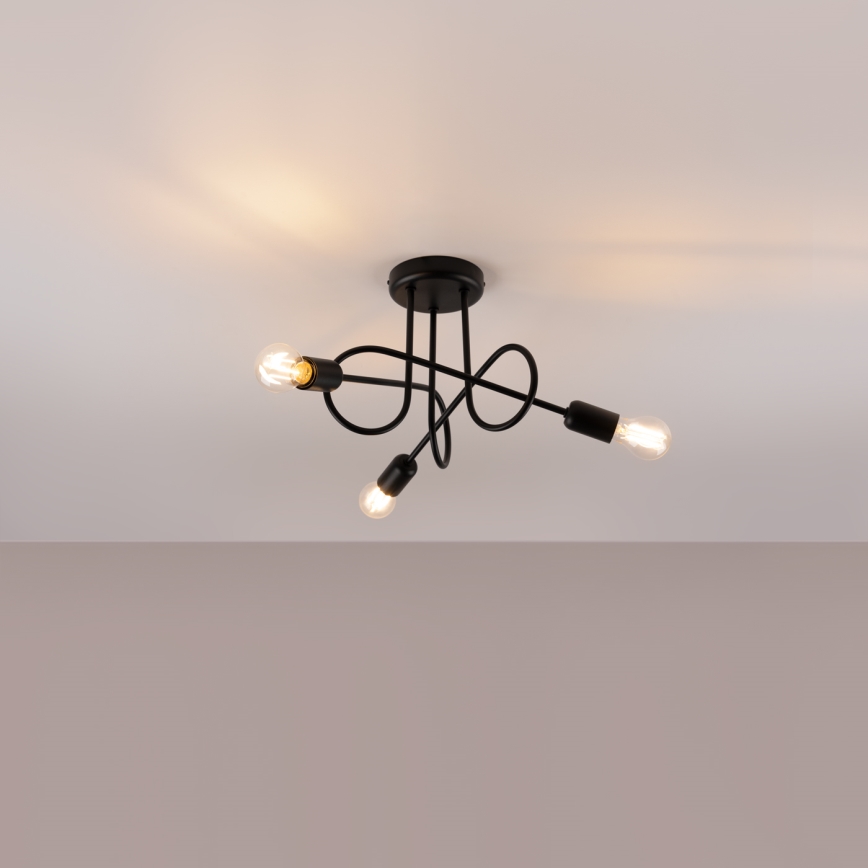 Surface-mounted chandelier LOOP 3xE27/15W/230V black