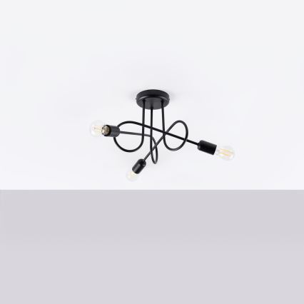 Surface-mounted chandelier LOOP 3xE27/15W/230V black