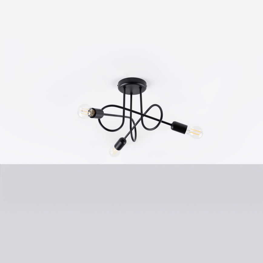 Surface-mounted chandelier LOOP 3xE27/15W/230V black