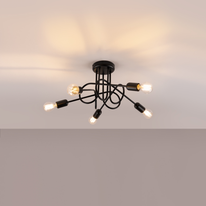 Surface-mounted chandelier LOOP 5xE27/15W/230V black