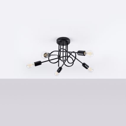 Surface-mounted chandelier LOOP 5xE27/15W/230V black