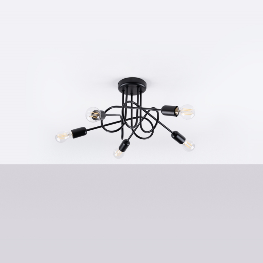 Surface-mounted chandelier LOOP 5xE27/15W/230V black