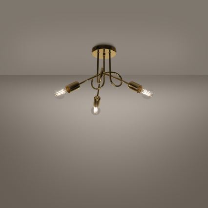 Surface-mounted chandelier LOOP 3xE27/15W/230V gold