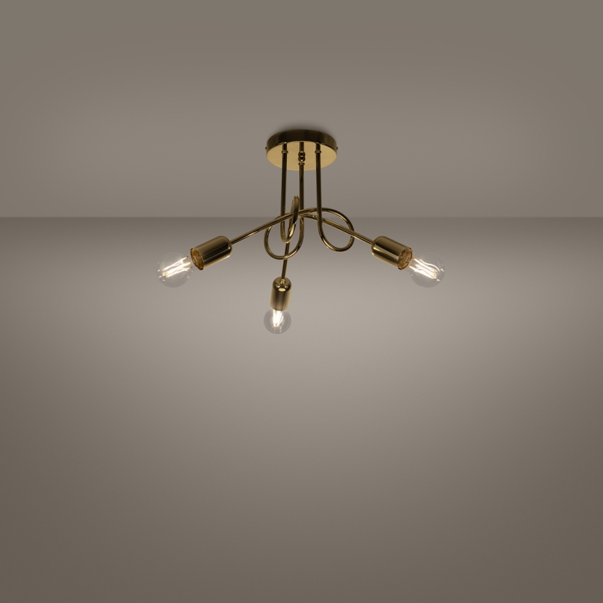 Surface-mounted chandelier LOOP 3xE27/15W/230V gold