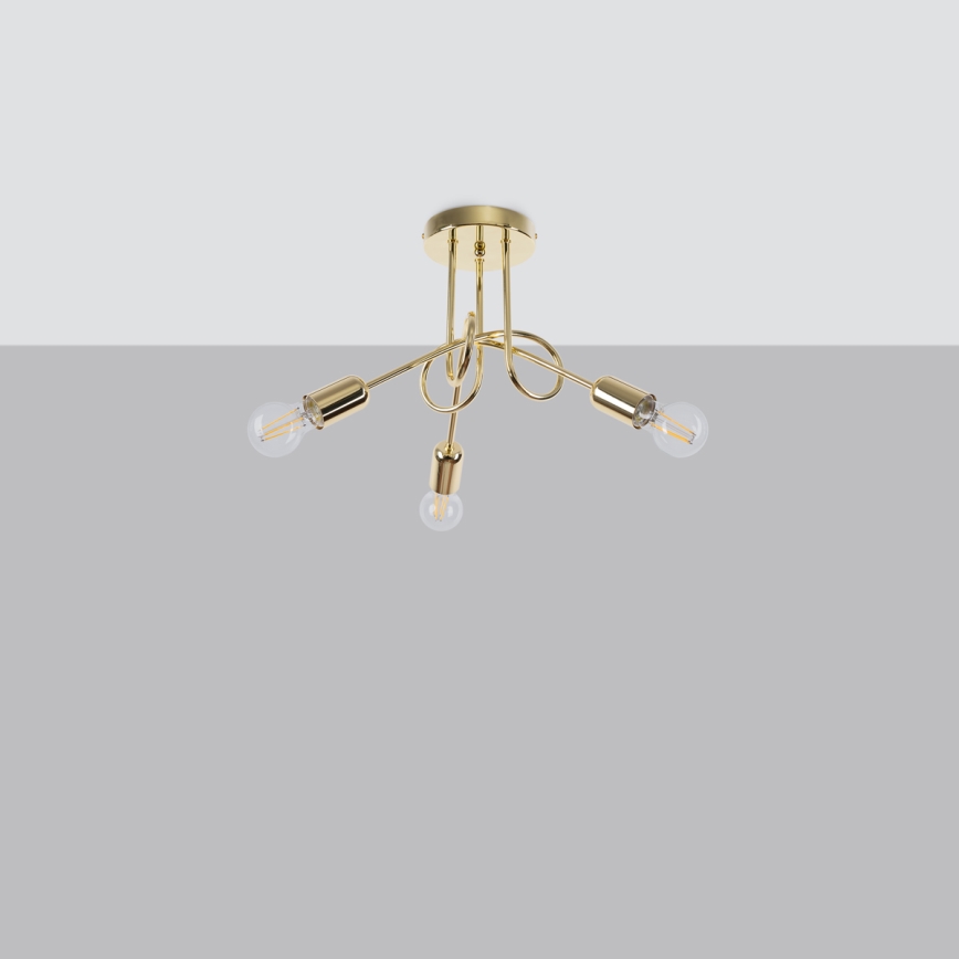 Surface-mounted chandelier LOOP 3xE27/15W/230V gold