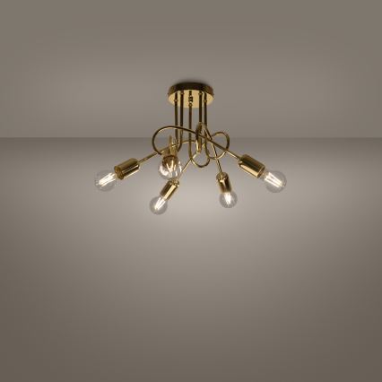 Surface-mounted chandelier LOOP 5xE27/15W/230V gold