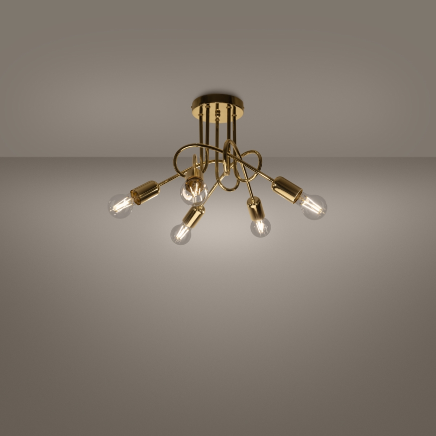 Surface-mounted chandelier LOOP 5xE27/15W/230V gold