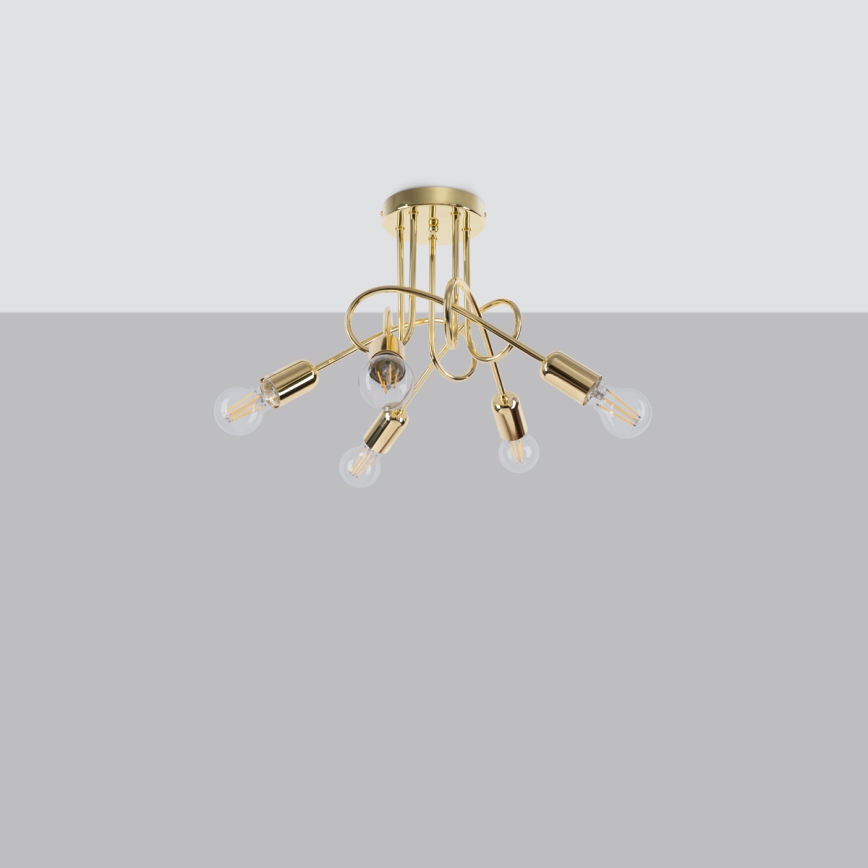 Surface-mounted chandelier LOOP 5xE27/15W/230V gold