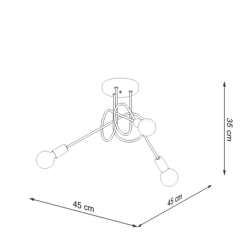 Surface-mounted chandelier LOOP 3xE27/15W/230V shiny chrome