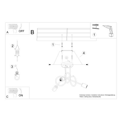 Surface-mounted chandelier LOOP 3xE27/15W/230V shiny chrome