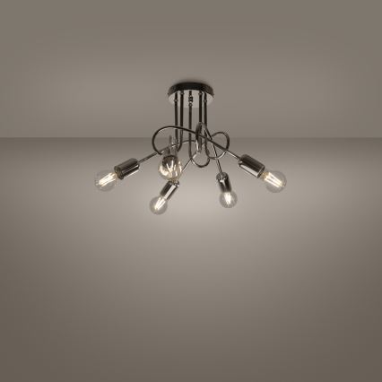 Surface-mounted chandelier LOOP 5xE27/15W/230V shiny chrome