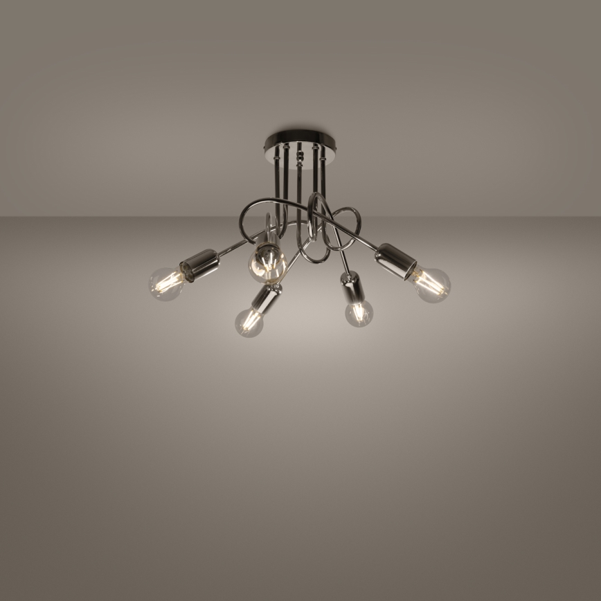Surface-mounted chandelier LOOP 5xE27/15W/230V shiny chrome
