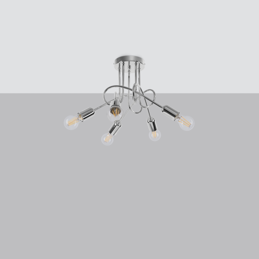 Surface-mounted chandelier LOOP 5xE27/15W/230V shiny chrome