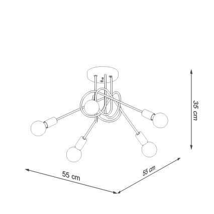 Surface-mounted chandelier LOOP 5xE27/15W/230V shiny chrome