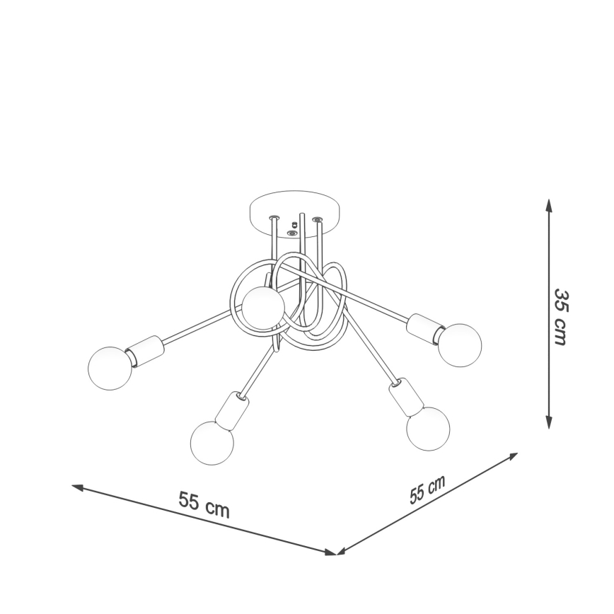 Surface-mounted chandelier LOOP 5xE27/15W/230V shiny chrome