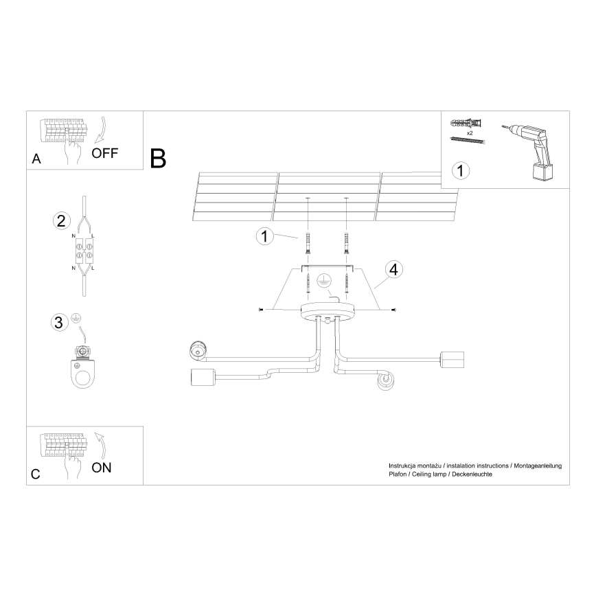 Surface-mounted chandelier VECTOR 4xE27/15W/230V white