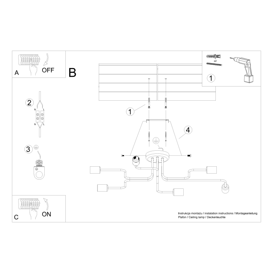 Surface-mounted chandelier VECTOR 6xE27/15W/230V white