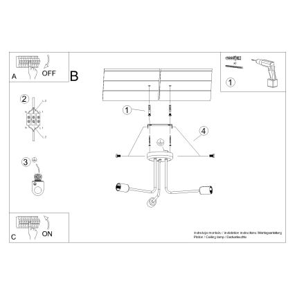 Chandelier on a pole NORAH 3xE27/15W/230V black