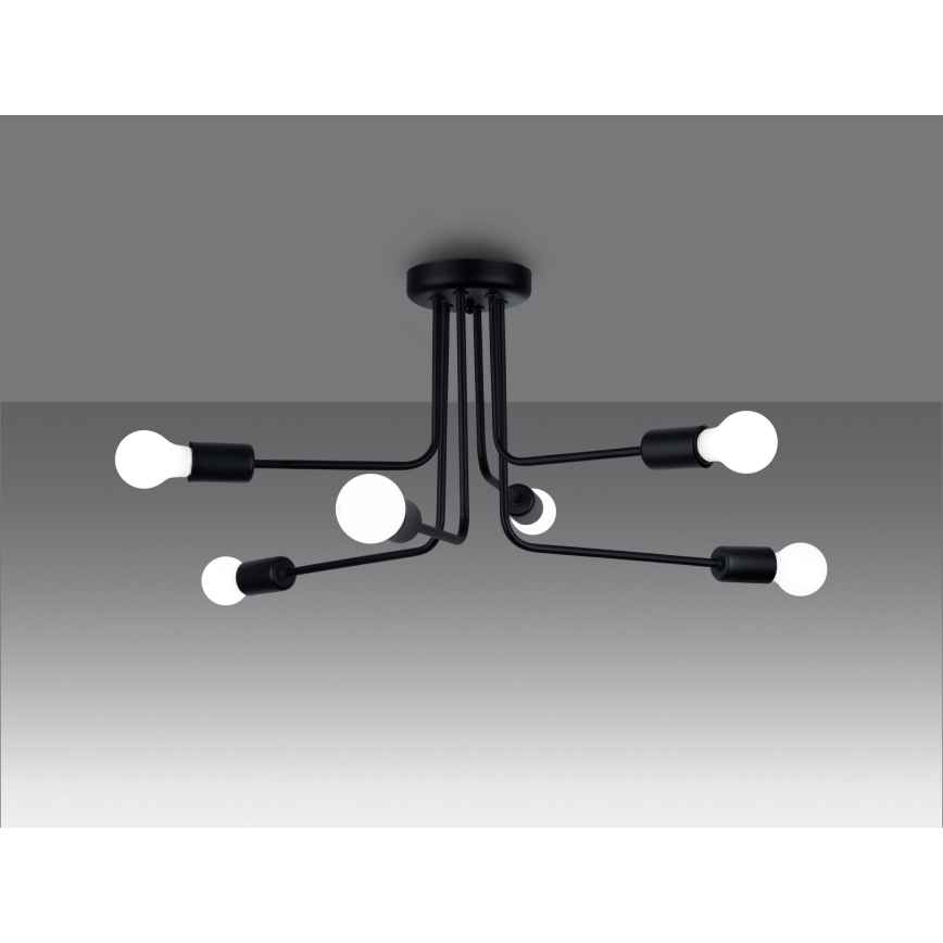 Chandelier on a pole NORAH 6xE27/15W/230V black