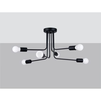Chandelier on a pole NORAH 6xE27/15W/230V black