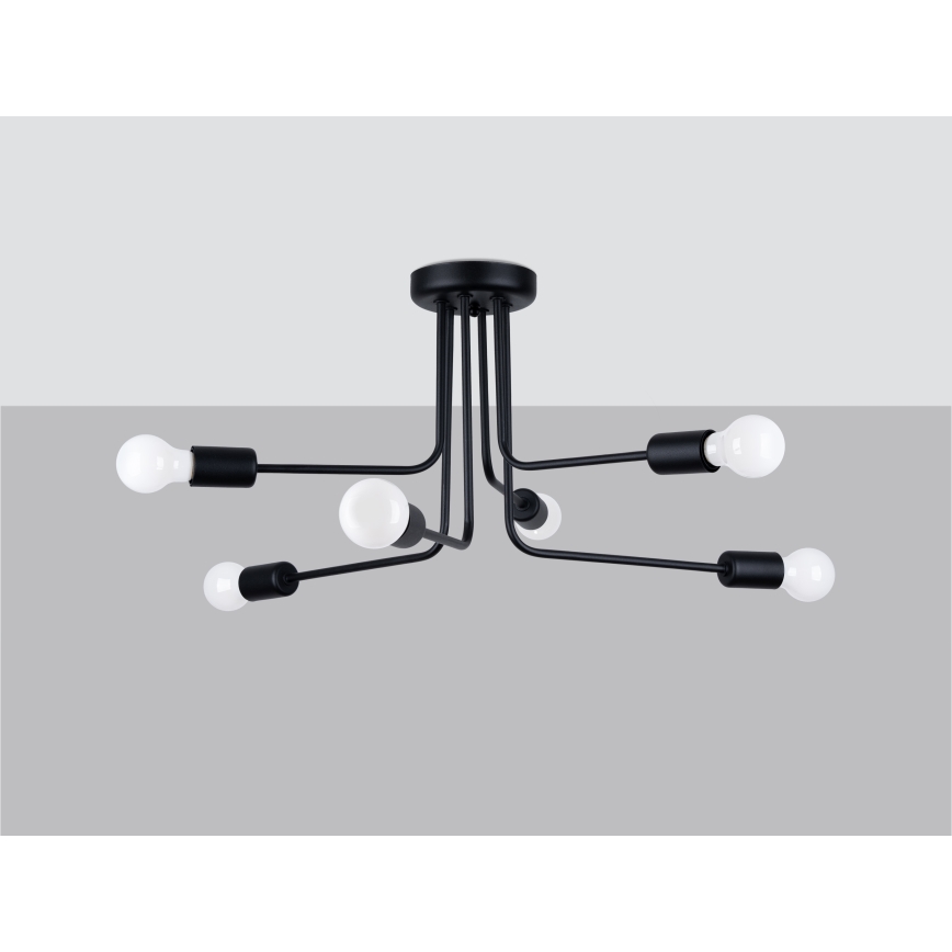 Chandelier on a pole NORAH 6xE27/15W/230V black