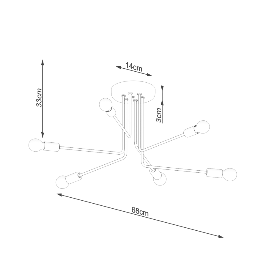 Chandelier on a pole NORAH 6xE27/15W/230V black