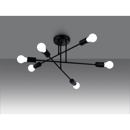 Chandelier on a pole NORAH 6xE27/15W/230V black