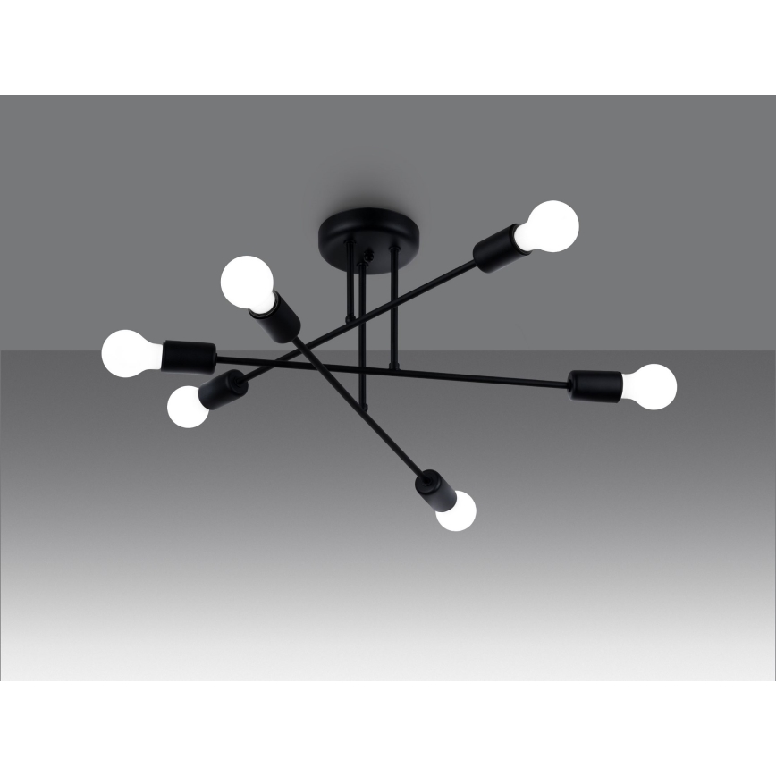Chandelier on a pole NORAH 6xE27/15W/230V black