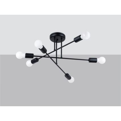 Chandelier on a pole NORAH 6xE27/15W/230V black