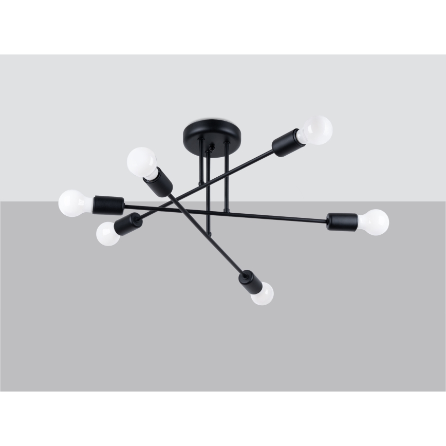 Chandelier on a pole NORAH 6xE27/15W/230V black
