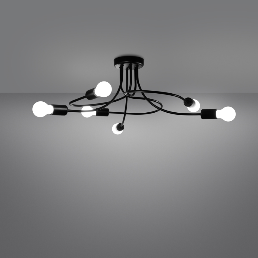 Chandelier on a pole LEVAR 6xE27/15W/230V black