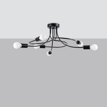 Chandelier on a pole LEVAR 6xE27/15W/230V black