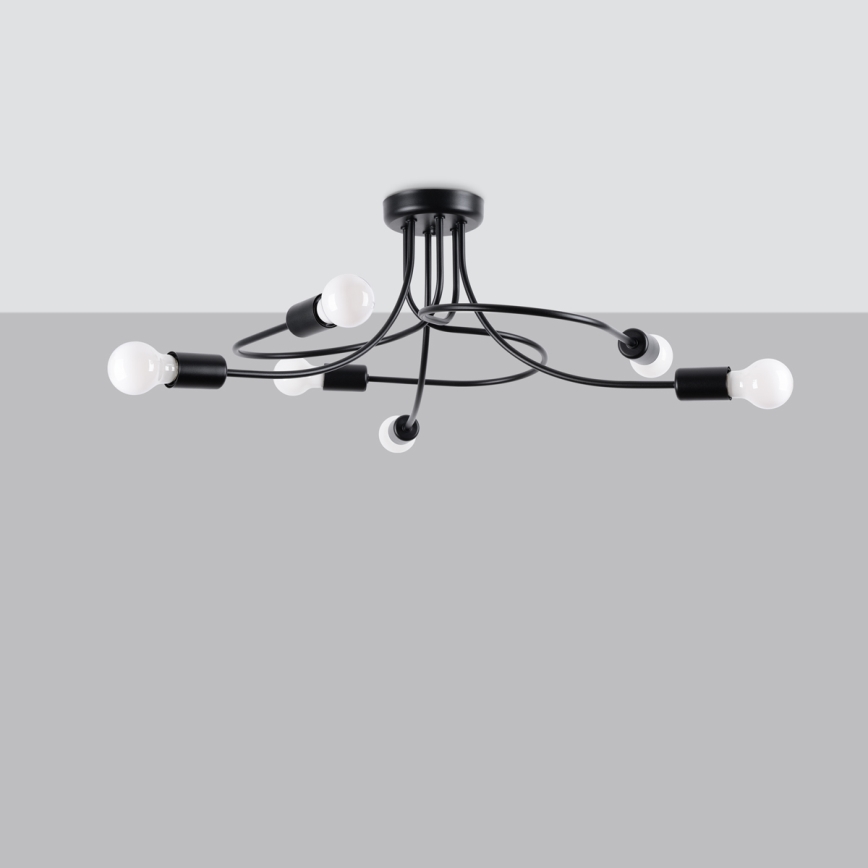 Chandelier on a pole LEVAR 6xE27/15W/230V black