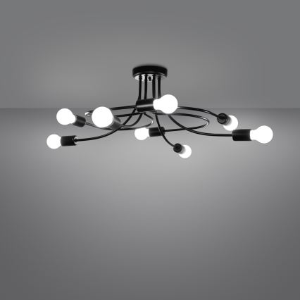 Chandelier on a pole LEVAR 8xE27/15W/230V black
