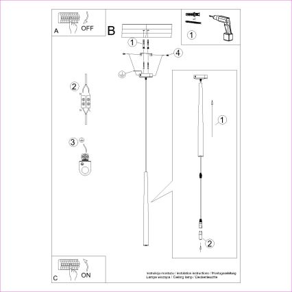 Chandelier on a string BLISS 1xG9/8W/230V black