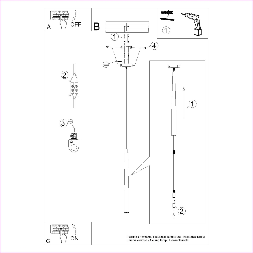 Chandelier on a string BLISS 1xG9/8W/230V black