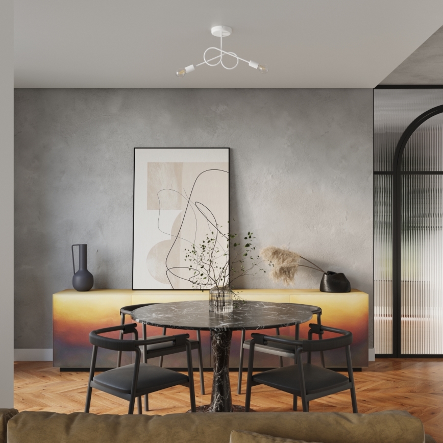 Surface-mounted chandelier LOOP 2xE27/15W/230V white