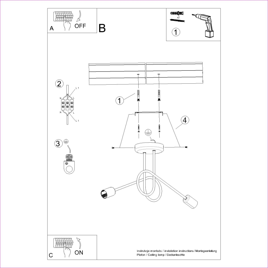 Surface-mounted chandelier LOOP 2xE27/15W/230V white