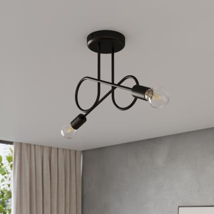 Surface-mounted chandelier LOOP 2xE27/15W/230V black